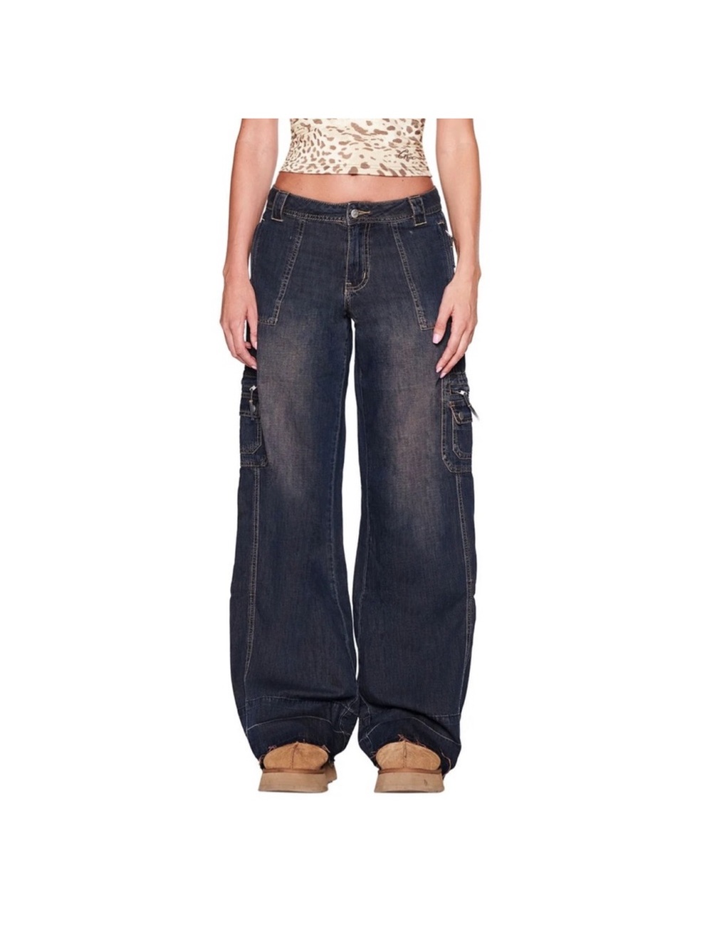 I.AM.GIA Dark Indigo Wide-Leg Cargo Jeans